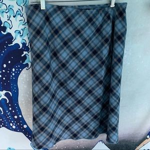 vintage plaid midi skirt